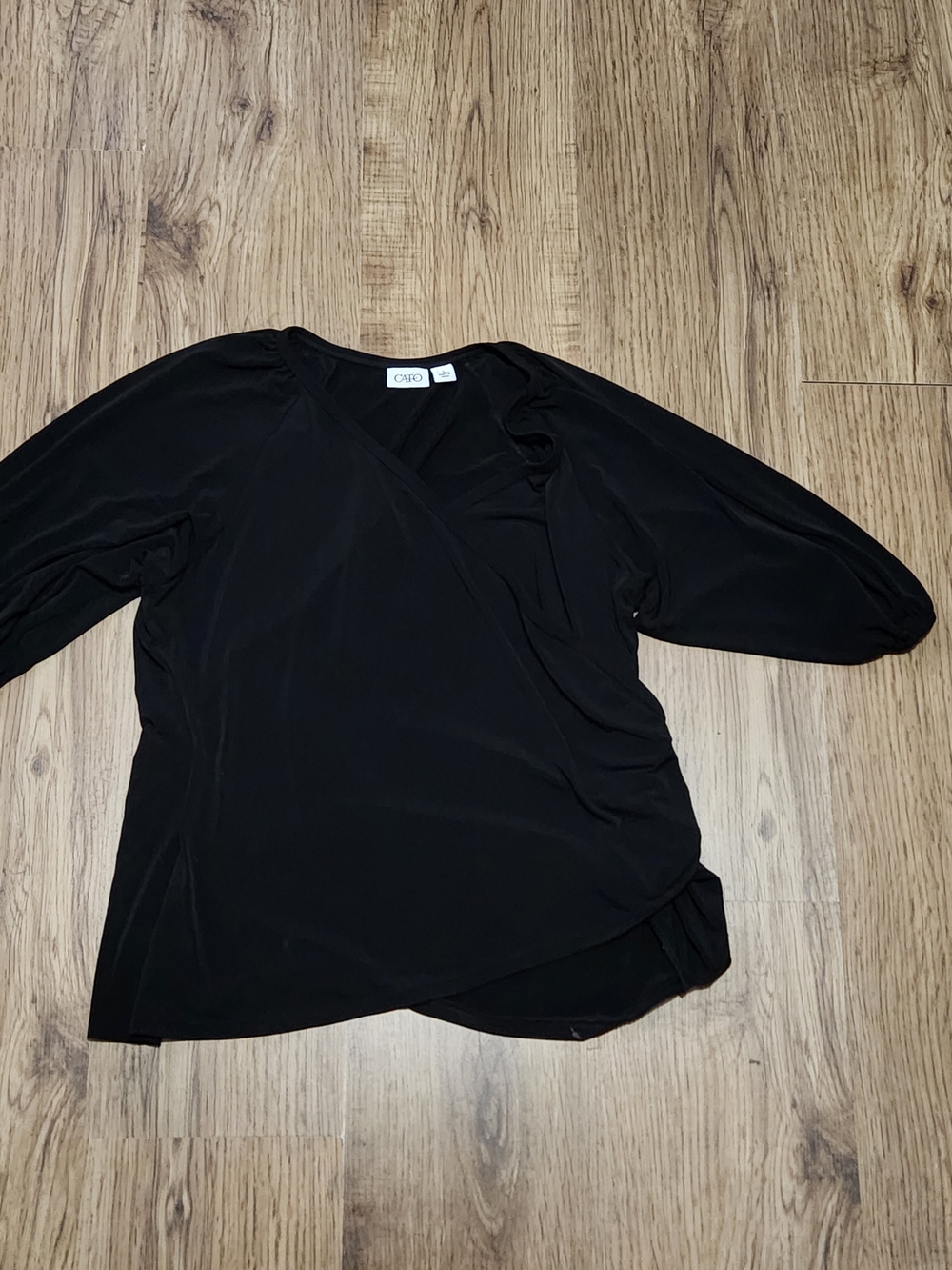Cato Black Wrap-Style Blouse